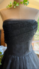 Load image into Gallery viewer, Perfect 1950’s Vintage Black Tulle Gown with Tiered Pockets