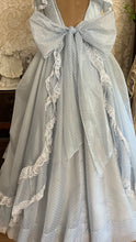 Load image into Gallery viewer, Teeny 1980's vintage Powder Blue Swiss Dot Chiffon Gunne Sax gown