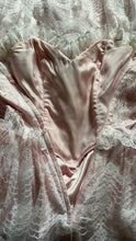 Load image into Gallery viewer, Beautiful 1980’s Vintage Pink Satin and Tiered White Lace Dream Dress
