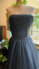 Load image into Gallery viewer, Perfect 1950’s Vintage Black Tulle Gown with Tiered Pockets