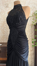 Load image into Gallery viewer, Amazing 1980’s Vintage Black Draped and Ruched Mermaid Dress