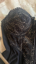Load image into Gallery viewer, Stunning 1980’s Vintage Black Satin and Illusion Lace Zip up Bustier by Adonna 36C