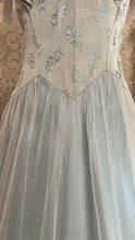 Load image into Gallery viewer, Stunning 1930’s Vintage Eggshell Blue Jacquard and Tulle Dress