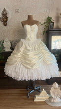Load image into Gallery viewer, Perfect Cupcake 1970's Vintage Ivory Satin and White Lace Gown