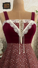 Load image into Gallery viewer, Perfect 1970’s Vintage Red Calico and velveteen Gunne Sax Maxi Sundress