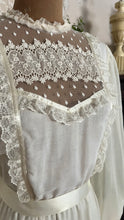 Load image into Gallery viewer, 1970’s vintage ivory voile and lace midi Gunne Sax dress