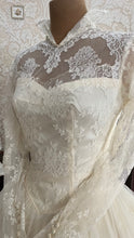 Load image into Gallery viewer, Breathtaking 1950’s Vintage White Tulle and Lace Bridal Gown Wedding Dress