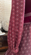 Load image into Gallery viewer, 1970's vintage Burgundy Velveteen and Calico Gunne Sax midi peplum dress