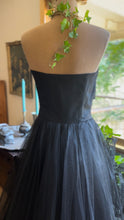 Load image into Gallery viewer, Perfect 1950’s Vintage Black Tulle Gown with Tiered Pockets