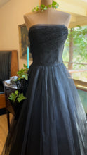 Load image into Gallery viewer, Perfect 1950’s Vintage Black Tulle Gown with Tiered Pockets