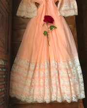 Load image into Gallery viewer, 1970's vintage peachy apricot pink chiffon peignoir nightgown and robe set Intime