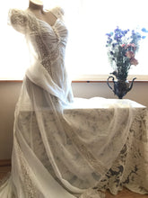 Load image into Gallery viewer, Breathtaking 1930’s Vintage Dove White Sheer Bridal Dress with Train