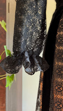Load image into Gallery viewer, Fantastic 1970’s Vintage Black Velvet and Illusion Lace Maxi Dress