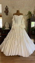 Load image into Gallery viewer, Fairytale 1984 Vintage Off the Shoulder White Cotton Bridal Gown by Laura Ashley