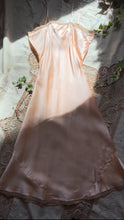 Load image into Gallery viewer, Lovely 1930’s vintage peachy pink satin and ecru lace slip