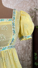 Load image into Gallery viewer, Handmade vintage Yellow Flocked Heart Wreath Voile Princess Dress