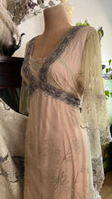Load image into Gallery viewer, Old Stock 2000’s era Green Embroidered Net and Ecru Cotton Dress by Nataya