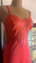 Load image into Gallery viewer, Wonderful 1960’s Vintage Tangerine Orange Nylon and Lace Vanity Fair Slip Nightgown