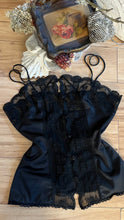 Load image into Gallery viewer, 1970’s Vintage Black Nylon and Lace Camisole by Formfit Rogers