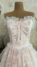 Load image into Gallery viewer, Fairytale 1980’s Vintage Pink Satin and White Lace Dream Dress with Armlets