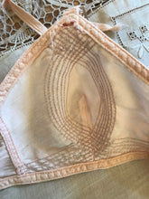 Load image into Gallery viewer, Itty Bitty 1930’s 1940’s vintage pink satin circle stitch bullet bra