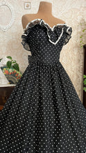 Load image into Gallery viewer, The 3 Shadows 1980’s Vintage Black and White Swiss Dot Gunne Sax Dress