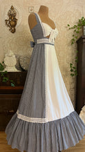 Load image into Gallery viewer, Rare 1970’s Vintage Gingham Calico Front Tie Gunne Sax Maxi Sundress