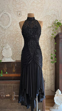 Load image into Gallery viewer, Amazing 1980’s Vintage Black Draped and Ruched Mermaid Dress