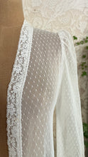 Load image into Gallery viewer, 1970's vintage sheer ivory net lace and pearls Gunne Sax cover up