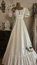 Load image into Gallery viewer, Beauty 1970's vintage white lace and poplin maxi dress