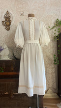Load image into Gallery viewer, 1970's Vintage Bonnie Strauss Bone White Chiffon Secretary Dress