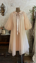 Load image into Gallery viewer, Spectacular 1950’s vintage pleated peach chiffon peignoir nightgown and robe set