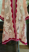 Load image into Gallery viewer, Homemade jeweled ombre pink silk chiffon and fuscia velvet robe