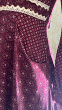 Load image into Gallery viewer, 1970’s Vintage Burgundy Velveteen and Calico Gunne Sax Midi Dress