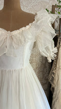 Load image into Gallery viewer, Fairytale 1980’s Vintage Dove White Silk Organza Bridal Gown by Laura Ashley