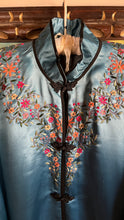 Load image into Gallery viewer, Deadstock Embroidered Blue Silk Chinese Robe