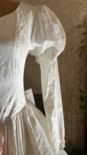 Load image into Gallery viewer, Fairytale 1980’s Vintage Old Stock White Floral Cotton Bridal Gown by Laura Ashley