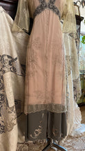 Load image into Gallery viewer, Old Stock 2000’s era Green Embroidered Net and Ecru Cotton Dress by Nataya