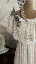 Load image into Gallery viewer, 1980’s Vintage Butter Cream Lace Off Shoulder Candi Jones Dress