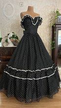 Load image into Gallery viewer, The 3 Shadows 1980’s Vintage Black and White Swiss Dot Gunne Sax Dress