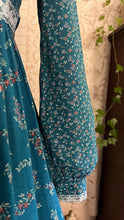 Load image into Gallery viewer, Rare and spectacular Teal Calico 1970’s Vintage Gunne Sax Dress