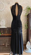 Load image into Gallery viewer, Amazing 1980’s Vintage Black Draped and Ruched Mermaid Dress