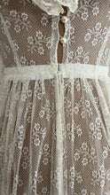 Load image into Gallery viewer, Ethereal Homemade 1970’s Vintage Sheer Ivory Lace Gunne Dress