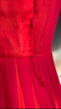Load image into Gallery viewer, Reworked 1950’s Vintage Red Silk Chiffon and Orange Satin Dress