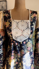 Load image into Gallery viewer, Rare 1970’s Vintage Blackberry and Morning Glory Calico dress by Young Edwardian