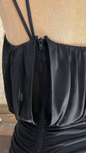 Load image into Gallery viewer, Designer 1980’s Vintage Draped and Ruched Black Wiggle Dress by Samir