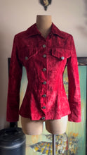 Load image into Gallery viewer, Made in England 1960’s 1970’s Vintage Red Suedette Button Down Shirt Jacket