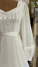 Load image into Gallery viewer, Dreamy 1970’s vintage Ivory Swiss Dot Voile Gunne Sax dress