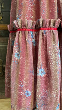 Load image into Gallery viewer, Lovely 1970’s Vintage Mauve and Blue Rose Print Angel Sleeve Dress