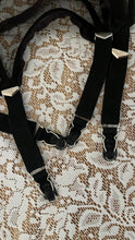 Load image into Gallery viewer, Unusual Pinup 1950’s vintage Black Mesh and Ribbon Garter Belt by Simone